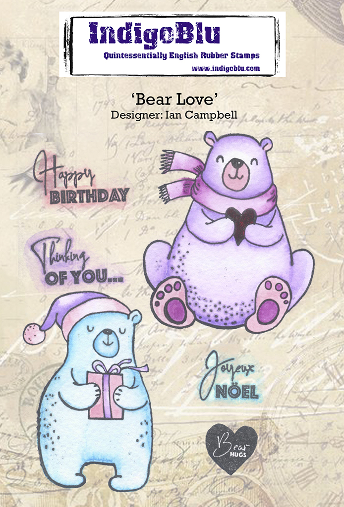 Bear Love A6 Red Rubber Stamp